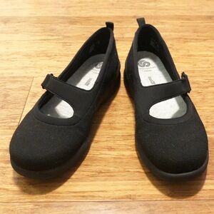 Clarks Cloudsteppers Black Canvas Mary Jane Shoes Women’s Size 8.5W